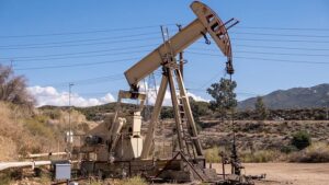 An oil horse off the side of the SR-14 Freeway in Santa Clarita, CA